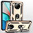 Silikon Hülle Handyhülle und Kunststoff Schutzhülle Hartschalen Tasche mit Magnetisch Fingerring Ständer MQ3 für Xiaomi Redmi Note 9T 5G Gold