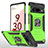 Silikon Hülle Handyhülle und Kunststoff Schutzhülle Hartschalen Tasche mit Magnetisch Fingerring Ständer MQ4 für Google Pixel 6 Pro 5G Grün