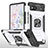 Silikon Hülle Handyhülle und Kunststoff Schutzhülle Hartschalen Tasche mit Magnetisch Fingerring Ständer MQ4 für Google Pixel 6a 5G