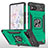Silikon Hülle Handyhülle und Kunststoff Schutzhülle Hartschalen Tasche mit Magnetisch Fingerring Ständer MQ4 für Google Pixel 6a 5G Nachtgrün