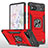 Silikon Hülle Handyhülle und Kunststoff Schutzhülle Hartschalen Tasche mit Magnetisch Fingerring Ständer MQ4 für Google Pixel 6a 5G Rot
