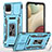 Silikon Hülle Handyhülle und Kunststoff Schutzhülle Hartschalen Tasche mit Magnetisch Fingerring Ständer MQ4 für Samsung Galaxy F12