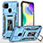 Silikon Hülle Handyhülle und Kunststoff Schutzhülle Hartschalen Tasche mit Magnetisch Fingerring Ständer MQ4 für Xiaomi POCO C31 Hellblau