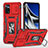 Silikon Hülle Handyhülle und Kunststoff Schutzhülle Hartschalen Tasche mit Magnetisch Fingerring Ständer MQ4 für Xiaomi Poco X4 Pro 5G Rot