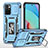 Silikon Hülle Handyhülle und Kunststoff Schutzhülle Hartschalen Tasche mit Magnetisch Fingerring Ständer MQ4 für Xiaomi Redmi 10 (2022) Hellblau