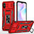 Silikon Hülle Handyhülle und Kunststoff Schutzhülle Hartschalen Tasche mit Magnetisch Fingerring Ständer MQ4 für Xiaomi Redmi 9A Rot