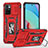 Silikon Hülle Handyhülle und Kunststoff Schutzhülle Hartschalen Tasche mit Magnetisch Fingerring Ständer MQ4 für Xiaomi Redmi Note 11 4G (2021) Rot