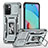 Silikon Hülle Handyhülle und Kunststoff Schutzhülle Hartschalen Tasche mit Magnetisch Fingerring Ständer MQ4 für Xiaomi Redmi Note 11 4G (2021) Silber