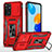 Silikon Hülle Handyhülle und Kunststoff Schutzhülle Hartschalen Tasche mit Magnetisch Fingerring Ständer MQ4 für Xiaomi Redmi Note 11 Pro 5G Rot