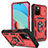 Silikon Hülle Handyhülle und Kunststoff Schutzhülle Hartschalen Tasche mit Magnetisch Fingerring Ständer MQ5 für Xiaomi Redmi 10 (2022) Rot