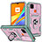 Silikon Hülle Handyhülle und Kunststoff Schutzhülle Hartschalen Tasche mit Magnetisch Fingerring Ständer MQ5 für Xiaomi Redmi 9C Pink