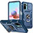 Silikon Hülle Handyhülle und Kunststoff Schutzhülle Hartschalen Tasche mit Magnetisch Fingerring Ständer MQ5 für Xiaomi Redmi Note 10S 4G Blau