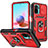 Silikon Hülle Handyhülle und Kunststoff Schutzhülle Hartschalen Tasche mit Magnetisch Fingerring Ständer MQ5 für Xiaomi Redmi Note 10S 4G Rot