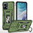 Silikon Hülle Handyhülle und Kunststoff Schutzhülle Hartschalen Tasche mit Magnetisch Fingerring Ständer MQ6 für Motorola Moto G53j 5G Grün