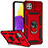 Silikon Hülle Handyhülle und Kunststoff Schutzhülle Hartschalen Tasche mit Magnetisch Fingerring Ständer MQ6 für Samsung Galaxy A22s 5G Rot