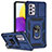 Silikon Hülle Handyhülle und Kunststoff Schutzhülle Hartschalen Tasche mit Magnetisch Fingerring Ständer MQ6 für Samsung Galaxy A52 4G Blau