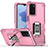 Silikon Hülle Handyhülle und Kunststoff Schutzhülle Hartschalen Tasche mit Magnetisch Fingerring Ständer QW1 für Oppo A16s Rosa