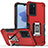 Silikon Hülle Handyhülle und Kunststoff Schutzhülle Hartschalen Tasche mit Magnetisch Fingerring Ständer QW1 für Oppo A54s Rot