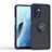 Silikon Hülle Handyhülle und Kunststoff Schutzhülle Hartschalen Tasche mit Magnetisch Fingerring Ständer QW1 für Oppo Reno7 5G Blau