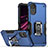 Silikon Hülle Handyhülle und Kunststoff Schutzhülle Hartschalen Tasche mit Magnetisch Fingerring Ständer QW1 für Samsung Galaxy A03 Core Blau
