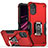 Silikon Hülle Handyhülle und Kunststoff Schutzhülle Hartschalen Tasche mit Magnetisch Fingerring Ständer QW1 für Samsung Galaxy A03 Core Rot