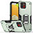Silikon Hülle Handyhülle und Kunststoff Schutzhülle Hartschalen Tasche mit Magnetisch Fingerring Ständer QW1 für Samsung Galaxy A03 Minzgrün