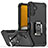 Silikon Hülle Handyhülle und Kunststoff Schutzhülle Hartschalen Tasche mit Magnetisch Fingerring Ständer QW1 für Samsung Galaxy A13 5G Schwarz