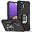 Silikon Hülle Handyhülle und Kunststoff Schutzhülle Hartschalen Tasche mit Magnetisch Fingerring Ständer QW1 für Samsung Galaxy A32 4G Schwarz