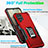 Silikon Hülle Handyhülle und Kunststoff Schutzhülle Hartschalen Tasche mit Magnetisch Fingerring Ständer QW1 für Samsung Galaxy F12