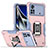 Silikon Hülle Handyhülle und Kunststoff Schutzhülle Hartschalen Tasche mit Magnetisch Fingerring Ständer QW1 für Xiaomi Poco X4 Pro 5G Rosa