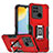Silikon Hülle Handyhülle und Kunststoff Schutzhülle Hartschalen Tasche mit Magnetisch Fingerring Ständer QW1 für Xiaomi Redmi 10C 4G Rot