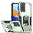 Silikon Hülle Handyhülle und Kunststoff Schutzhülle Hartschalen Tasche mit Magnetisch Fingerring Ständer QW1 für Xiaomi Redmi Note 11 Pro 4G Minzgrün