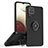 Silikon Hülle Handyhülle und Kunststoff Schutzhülle Hartschalen Tasche mit Magnetisch Fingerring Ständer QW2 für Samsung Galaxy A12 Nacho Rot und Schwarz