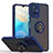 Silikon Hülle Handyhülle und Kunststoff Schutzhülle Hartschalen Tasche mit Magnetisch Fingerring Ständer QW2 für Vivo Y30 5G Blau