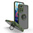 Silikon Hülle Handyhülle und Kunststoff Schutzhülle Hartschalen Tasche mit Magnetisch Fingerring Ständer QW2 für Xiaomi Poco M4 Pro 5G Armee-Grün