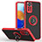 Silikon Hülle Handyhülle und Kunststoff Schutzhülle Hartschalen Tasche mit Magnetisch Fingerring Ständer QW2 für Xiaomi Redmi Note 11 4G (2022) Rot