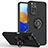 Silikon Hülle Handyhülle und Kunststoff Schutzhülle Hartschalen Tasche mit Magnetisch Fingerring Ständer QW2 für Xiaomi Redmi Note 11 4G (2022) Schwarz