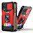 Silikon Hülle Handyhülle und Kunststoff Schutzhülle Hartschalen Tasche mit Magnetisch Fingerring Ständer QW3 für Samsung Galaxy F12 Rot