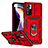 Silikon Hülle Handyhülle und Kunststoff Schutzhülle Hartschalen Tasche mit Magnetisch Fingerring Ständer QW3 für Xiaomi Poco X4 NFC Rot