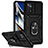 Silikon Hülle Handyhülle und Kunststoff Schutzhülle Hartschalen Tasche mit Magnetisch Fingerring Ständer QW3 für Xiaomi Poco X4 Pro 5G Schwarz