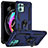 Silikon Hülle Handyhülle und Kunststoff Schutzhülle Hartschalen Tasche mit Magnetisch Fingerring Ständer S01 für Motorola Moto Edge 20 Lite 5G Blau