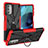 Silikon Hülle Handyhülle und Kunststoff Schutzhülle Hartschalen Tasche mit Magnetisch Fingerring Ständer S01 für Motorola Moto G51 5G Rot