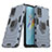 Silikon Hülle Handyhülle und Kunststoff Schutzhülle Hartschalen Tasche mit Magnetisch Fingerring Ständer S01 für Oppo A54 4G Blau