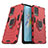 Silikon Hülle Handyhülle und Kunststoff Schutzhülle Hartschalen Tasche mit Magnetisch Fingerring Ständer S01 für Oppo A54 4G Rot