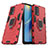 Silikon Hülle Handyhülle und Kunststoff Schutzhülle Hartschalen Tasche mit Magnetisch Fingerring Ständer S01 für Oppo F19 Rot