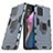 Silikon Hülle Handyhülle und Kunststoff Schutzhülle Hartschalen Tasche mit Magnetisch Fingerring Ständer S01 für Oppo Find X3 5G Blau