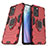 Silikon Hülle Handyhülle und Kunststoff Schutzhülle Hartschalen Tasche mit Magnetisch Fingerring Ständer S01 für Oppo Find X5 Lite 5G Rot
