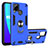 Silikon Hülle Handyhülle und Kunststoff Schutzhülle Hartschalen Tasche mit Magnetisch Fingerring Ständer S01 für Realme C15 Blau
