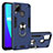Silikon Hülle Handyhülle und Kunststoff Schutzhülle Hartschalen Tasche mit Magnetisch Fingerring Ständer S01 für Realme C15 Königs Blau