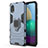 Silikon Hülle Handyhülle und Kunststoff Schutzhülle Hartschalen Tasche mit Magnetisch Fingerring Ständer S01 für Samsung Galaxy A03 Core